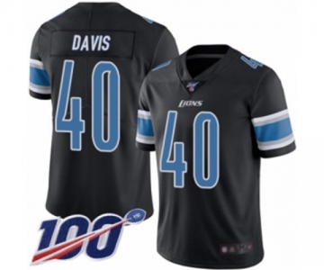 Youth Detroit Lions #40 Jarrad Davis Limited Black Rush Vapor Untouchable 100th Season Football Jersey