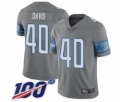 Youth Detroit Lions #40 Jarrad Davis Limited Steel Rush Vapor Untouchable 100th Season Football Jersey