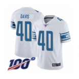 Youth Detroit Lions #40 Jarrad Davis White Vapor Untouchable Limited Player 100th Season Football Jersey