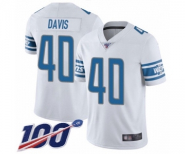 Youth Detroit Lions #40 Jarrad Davis White Vapor Untouchable Limited Player 100th Season Football Jersey