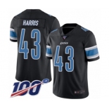 Youth Detroit Lions #43 Will Harris Limited Black Rush Vapor Untouchable 100th Season Football Jersey