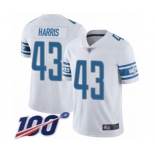 Youth Detroit Lions #43 Will Harris White Vapor Untouchable Limited Player 100th Season Football Jersey