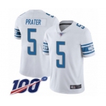 Youth Detroit Lions #5 Matt Prater White Vapor Untouchable Limited Player 100th Season Football Jersey