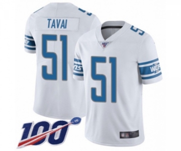 Youth Detroit Lions #51 Jahlani Tavai White Vapor Untouchable Limited Player 100th Season Football Jersey