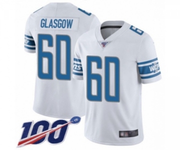 Youth Detroit Lions #60 Graham Glasgow White Vapor Untouchable Limited Player 100th Season Football Jersey