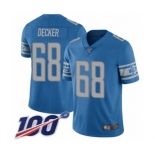 Youth Detroit Lions #68 Taylor Decker Blue Team Color Vapor Untouchable Limited Player 100th Season Football Jersey