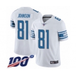 Youth Detroit Lions #81 Calvin Johnson White Vapor Untouchable Limited Player 100th Season Football Jersey