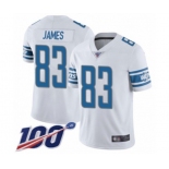 Youth Detroit Lions #83 Jesse James White Vapor Untouchable Limited Player 100th Season Football Jersey