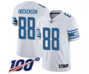 Youth Detroit Lions #88 T.J. Hockenson White Vapor Untouchable Limited Player 100th Season Football Jersey