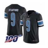 Youth Detroit Lions #9 Matthew Stafford Limited Black Rush Vapor Untouchable 100th Season Football Jersey