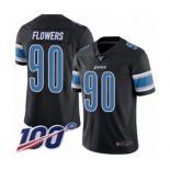 Youth Detroit Lions #90 Trey Flowers Limited Black Rush Vapor Untouchable 100th Season Football Jersey