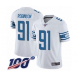 Youth Detroit Lions #91 A'Shawn Robinson White Vapor Untouchable Limited Player 100th Season Football Jersey