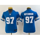 Youth Detroit Lions #97 Aidan Hutchinson Limited Blue 2024 FUSE Vapor Jersey