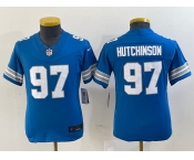 Youth Detroit Lions #97 Aidan Hutchinson Limited Blue 2024 FUSE Vapor Jersey