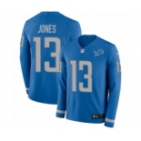 Youth Nike Detroit Lions #13 T.J. Jones Limited Blue Therma Long Sleeve NFL Jersey