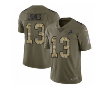 Youth Nike Detroit Lions #13 T.J. Jones Limited Olive Camo Salute to Service NFL Jersey