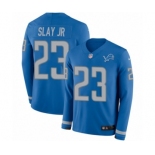 Youth Nike Detroit Lions #23 Darius Slay Limited Blue Therma Long Sleeve NFL Jersey