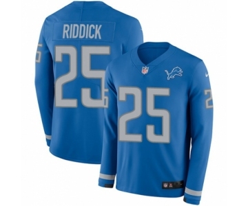 Youth Nike Detroit Lions #25 Theo Riddick Limited Blue Therma Long Sleeve NFL Jersey