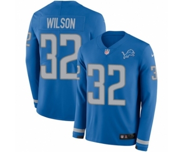 Youth Nike Detroit Lions #32 Tavon Wilson Limited Blue Therma Long Sleeve NFL Jersey