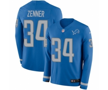 Youth Nike Detroit Lions #34 Zach Zenner Limited Blue Therma Long Sleeve NFL Jersey