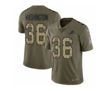 Youth Nike Detroit Lions #36 Dwayne Washington Limited Olive Camo Salute to Service NFL Jerse