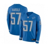 Youth Nike Detroit Lions #57 Eli Harold Limited Blue Therma Long Sleeve NFL Jersey