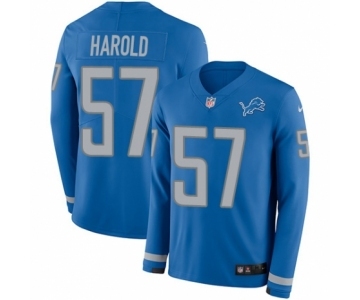 Youth Nike Detroit Lions #57 Eli Harold Limited Blue Therma Long Sleeve NFL Jersey