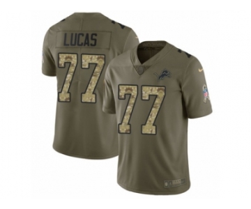 Youth Nike Detroit Lions #77 Cornelius Lucas Limited Olive Camo Salute to Service NFL Jersey