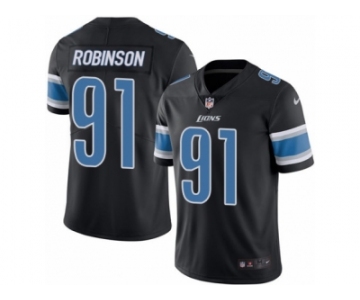 Youth Nike Detroit Lions #91 A'Shawn Robinson Limited Black Rush NFL Jersey