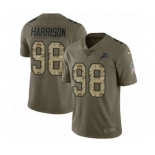 Youth Nike Detroit Lions #98 Damon Harrison Limited Olive Camo Salute to Service NFL Jersey