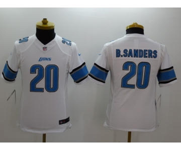 nike youth nfl jersey detroit lions #20 b.sanders white[nike]