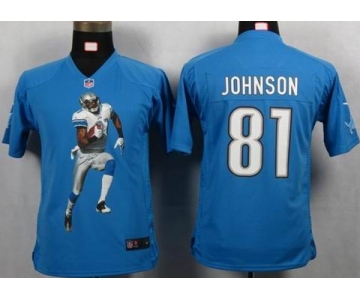 nike youth nfl jerseys detroit lions #81 calvin johnson blue[portrait fashion]