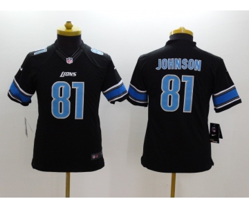 nike youth nfl jerseys detroit lions #81 johnson black[nike limited]