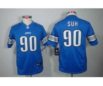 nike youth nfl jerseys detroit lions #90 ndamukong suh blue[nike limited]