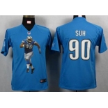 nike youth nfl jerseys detroit lions #90 ndamukong suh blue[portrait fashion]