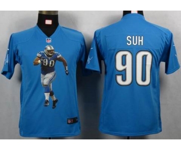 nike youth nfl jerseys detroit lions #90 ndamukong suh blue[portrait fashion]