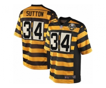 Men Nike Pittsburgh Steelers #34 Cameron Sutton Game Yellow Black Alternate 80TH Anniversary Throwback NFL Jersey