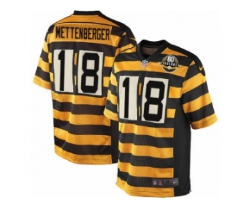 Men's Nike Pittsburgh Steelers #18 Zach Mettenberger Game Yellow Black Alternate 80TH Anniversary Throwback NFL Jersey