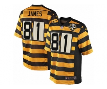 Men's Nike Pittsburgh Steelers #81 Jesse James Game Yellow Black Alternate 80TH Anniversary Throwback NFL Jersey