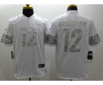 Nike pittsburgh steelers #12 terry bradshaw Platinum White Jerseys[Game]