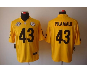 nike nfl jerseys pittsburgh steelers #43 polamalu yellow[game 80th patch]