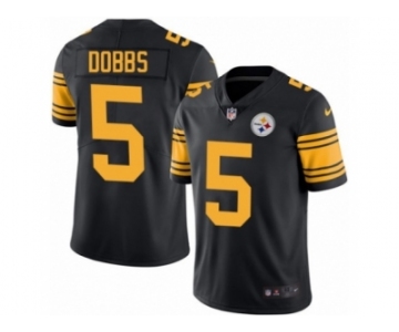 Men Nike Pittsburgh Steelers #5 Joshua Dobbs Elite Black Rush Vapor Untouchable NFL Jersey