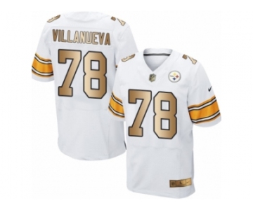 Men Nike Pittsburgh Steelers #78 Alejandro Villanueva Elite White Gold NFL Jersey