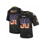 Men Nike Pittsburgh Steelers #90 T. J. Watt Elite Black USA Flag Fashion NFL Jersey