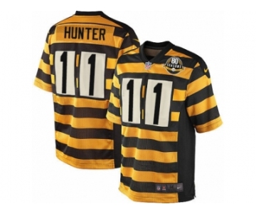 Men's Nike Pittsburgh Steelers #11 Justin Hunter Elite Yellow Black Alternate 80TH Anniversary Throwback NFL Jersey