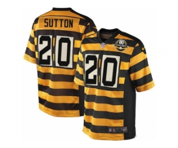 Men's Nike Pittsburgh Steelers #20 Cameron Sutton Elite Yellow Black Alternate 80TH Anniversary Throwback NFL Jersey