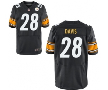 Men's Nike Pittsburgh Steelers #28 Sean Davis Elite Black Team Color NFL Jersey