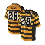 Men's Nike Pittsburgh Steelers #28 Sean Davis Elite Yellow Black Alternate 80TH Anniversary Throwback NFL Jersey