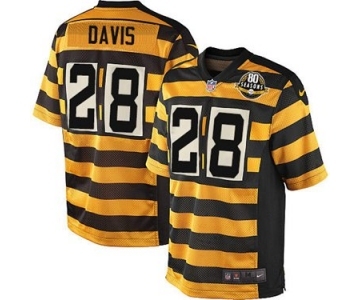 Men's Nike Pittsburgh Steelers #28 Sean Davis Elite Yellow Black Alternate 80TH Anniversary Throwback NFL Jersey