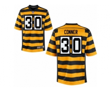 Men's Nike Pittsburgh Steelers #30 James Conner Elite YellowBlack Alternate 80TH Anniversary Throwback NFL Jersey